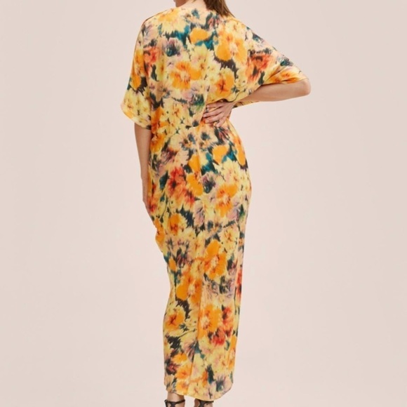 MANGO Flower Patterns Casual Flared V-Neck Long Sleeves Long maxi dress size 2 - Picture 9 of 11
